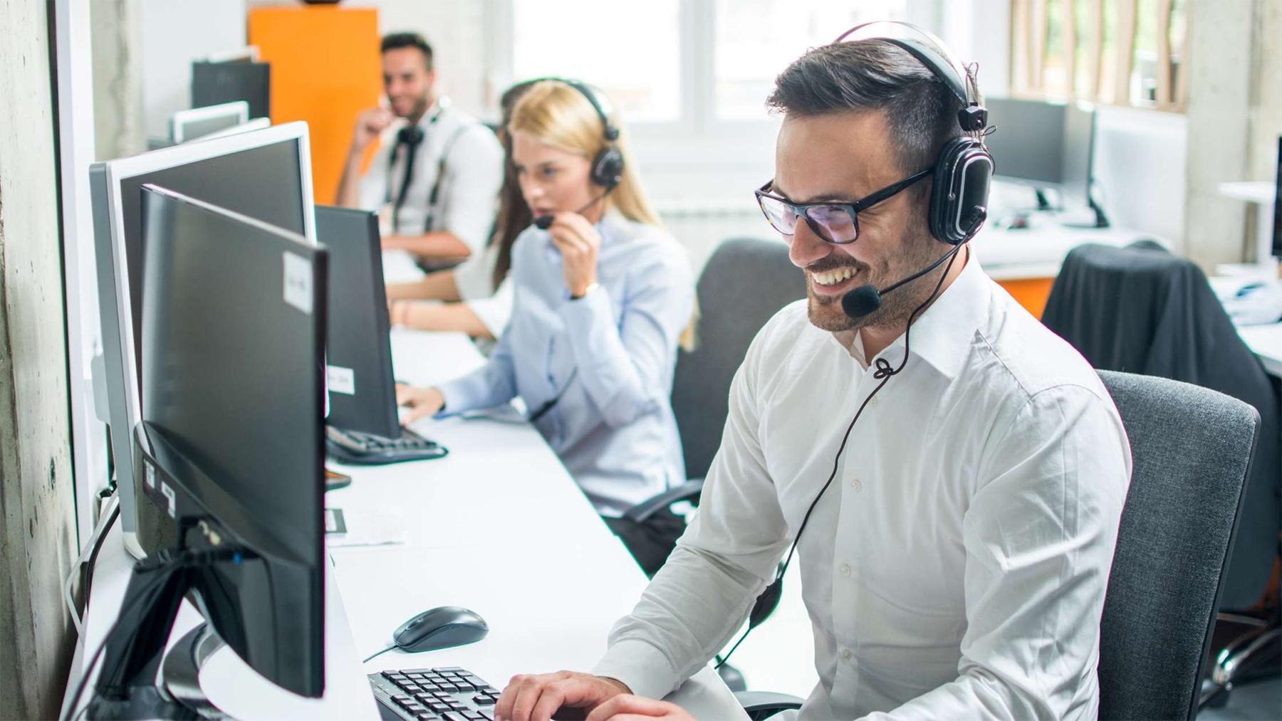 Call center people working